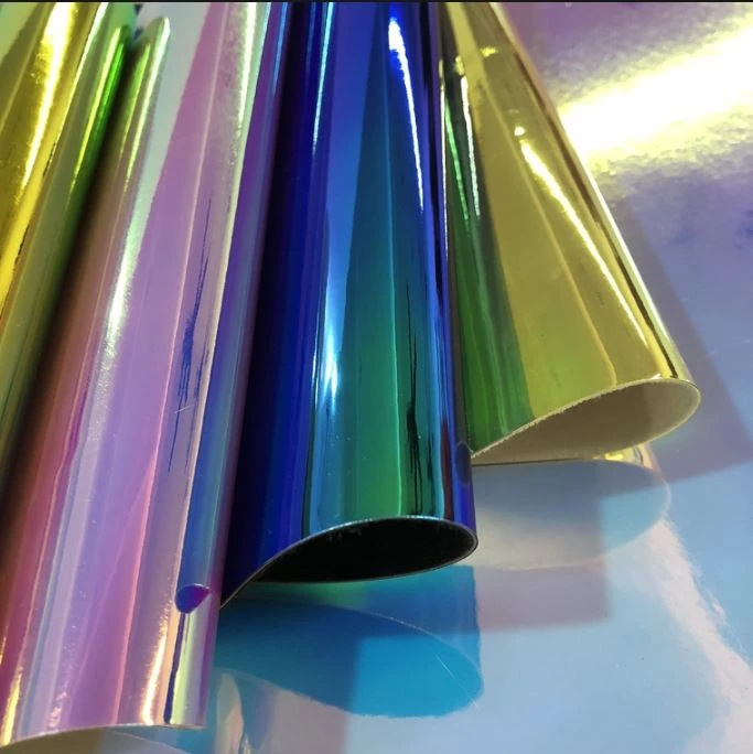 Shiny Hologram Synthetic Iridescent Film Pu Mirror Holographic Vinyl Fabric